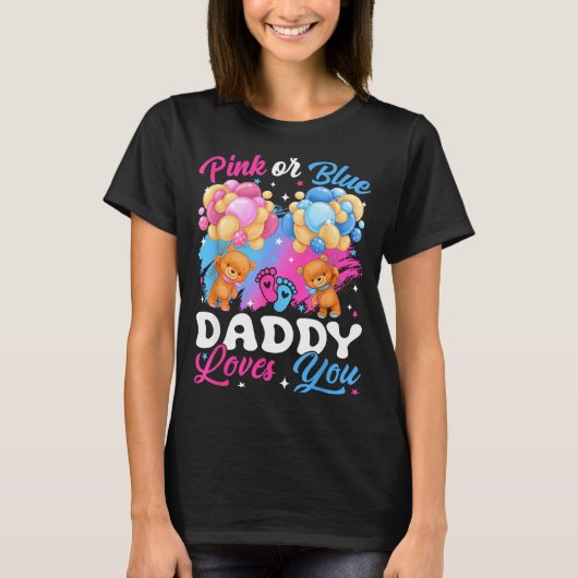クマちゃん 赤ちゃんの性別発表 パパが大好き! Tシャツ (正面)