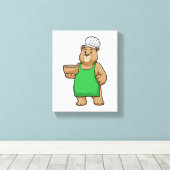 クマとして調理師と料理エプロン&ボウル キャンバスプリント (インサイチュ (ウッドフロア))