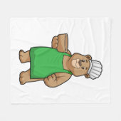 クマとして調理師と料理エプロン&ボウル フリースブランケット (正面(横))