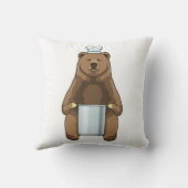 クマとして調理師と料理ポット クッション (裏面)