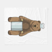 クマとして調理師と料理ポット フリースブランケット (正面(横))