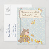 クマとアクリングスチルドレン誕生日招待状 インビテーションポストカード (正面/裏面)