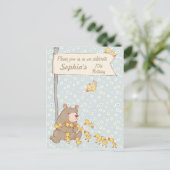 クマとアクリングスチルドレン誕生日招待状 インビテーションポストカード (スタンド正面)