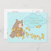 クマとアクリングスチルドレン誕生日招待状 インビテーションポストカード (正面/裏面)