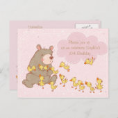 クマとアクリングスチルドレン誕生日招待状 インビテーションポストカード (正面/裏面)