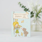 クマとアクリングスチルドレン誕生日招待状 インビテーションポストカード (スタンド正面)