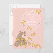 クマとアクリングスチルドレン誕生日招待状 インビテーションポストカード (正面/裏面)