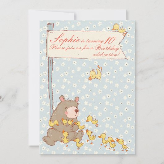 クマとアクリングスチルドレン誕生日招待状 招待状 (正面)