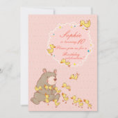 クマとアヒルの子ども誕生日 招待状 (正面)