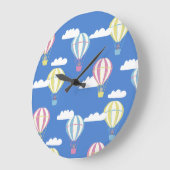 クマとウサギの熱気球の日帰り ラージ壁時計 (傾斜)