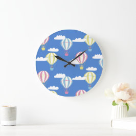 クマとウサギの熱気球の日帰り ラージ壁時計