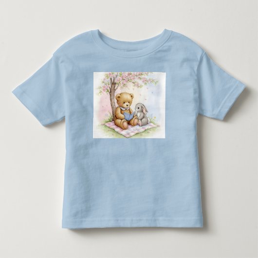 クマとウサギ読の本 トドラーTシャツ (正面)