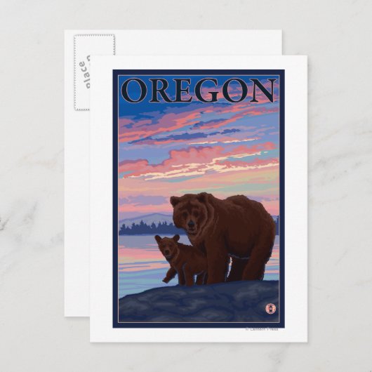クマとカッブ – ヴィンテージ旅行ポスター ポストカード (正面/裏面)