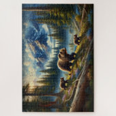 クマとカブズの冒険、森林に覆われた山 ジグソーパズル (縦)