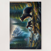 クマとカブズの冒険、森林に覆われた山 ジグソーパズル (縦)