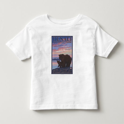 クマとカブ – アラスカ州デナリ国立公園 トドラーTシャツ (正面)