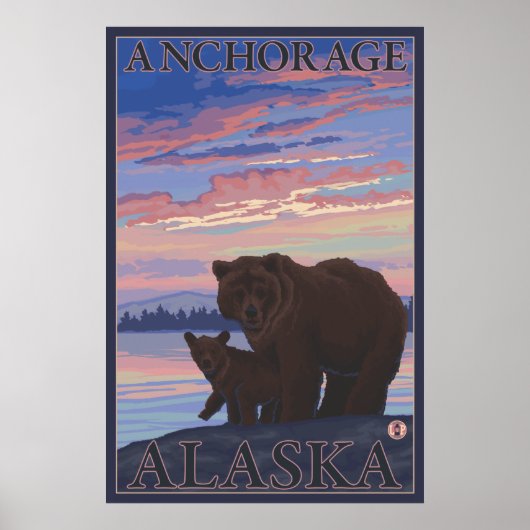 クマとカブ – アラスカ,アンカレッジ ポスター (正面)