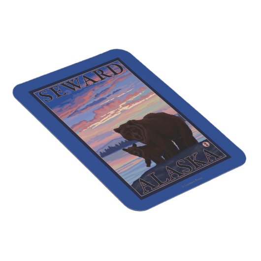 クマとカブ – アラスカ,シワード マグネット (右側)