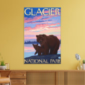 クマとカブ – Glacier National Park, MT キャンバスプリント (インサイチュ (リビング))