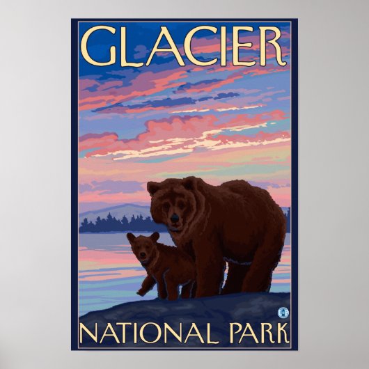 クマとカブ – Glacier National Park, MT ポスター (正面)