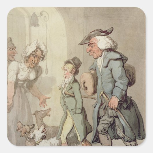 クマとクマのリーダー スクエアシール (正面)