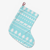 クマとクリスマスティール(緑がかった色)クリスマスパターンから ラージクリスマスストッキング (正面 (吊り時))