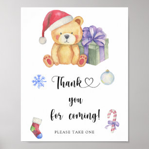 クマとクリスマスプレゼント \ お越しいただきありがとうございます ポスター