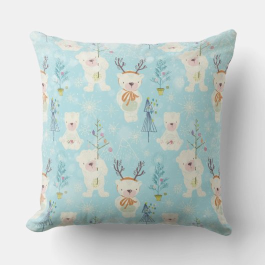 クマとクリスマス・クリスマスのパターン子供へ クッション (正面)