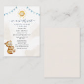 クマとサンシャインウォーター色ボーイズ赤ちゃんシャワー ノートカード (正面/裏面)