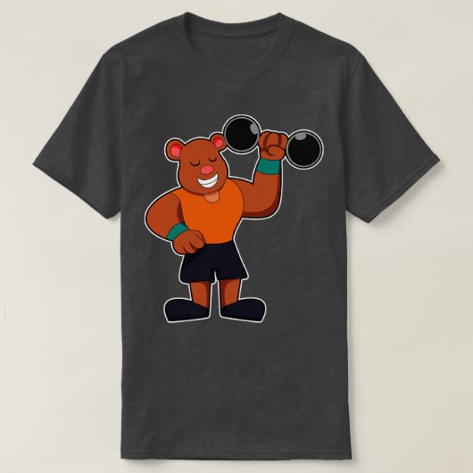 クマとダンベルボディビル Tシャツ (デザイン正面)