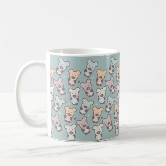 クマとドーナツの子供柄 コーヒーマグカップ (左)