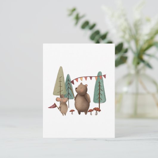 クマとネズミの森の動物 ポストカード (スタンド正面)