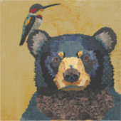 クマとハチドリ シール (正面)