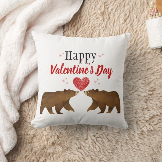 クマとハートバレンタインデー枕 クッション (ブランケット)