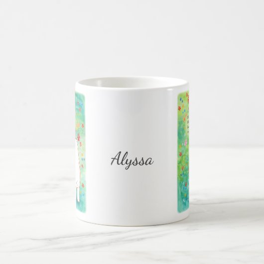 クマとバニーのロマンチックな詩の引用文名前をカスタムする コーヒーマグカップ (中央)