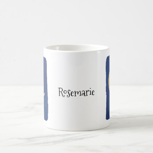 クマとバニーの月にかわいいクマのバニーカスタム コーヒーマグカップ (中央)