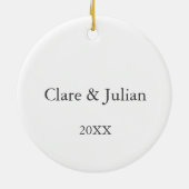 クマとバニーカップルカスタム記念日バレンタイン セラミックオーナメント (裏面)