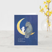 クマとバニーカップル愛の記念日バレンタイン カード (黄色い花)