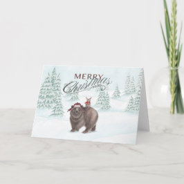 クマとバニークリスマスカード横 シーズンカード