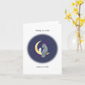 クマとバニー月の記念日バレンタイン カード (黄色い花)