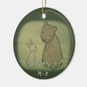 クマとバニー・カップルの初めてのクリスマス セラミックオーナメント (左)