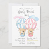クマとバルーン性別の表示パーティの招待状 招待状 (正面)