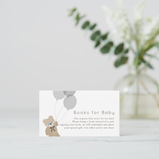 クマとバルーン灰色の赤ちゃんシャワー予約リクエスト エンクロージャーカード (スタンド正面)