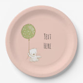 クマとバルーン紙プレート – 桃 ペーパープレート (正面)