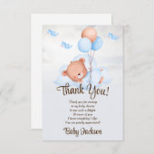 クマとバルーン赤ちゃんシャワー サンキューカード (正面/裏面)