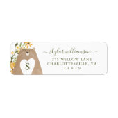 クマとビー水の色ワイルドフラワーベビーシャワー ラベル (正面)