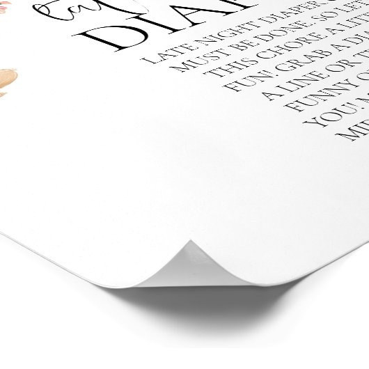 クマとビー赤ちゃんシャワー深夜おむつ ポスター (角)