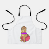 クマとフィットネスエクササイズボール.PNG エプロン (正面)