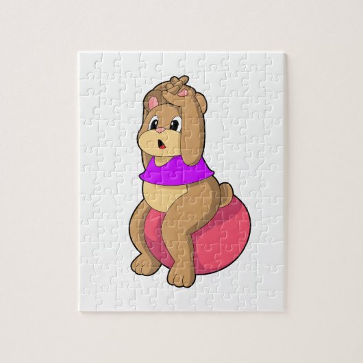 クマとフィットネスエクササイズボール.PNG ジグソーパズル (縦)