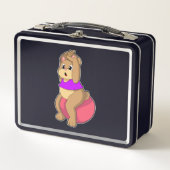 クマとフィットネスエクササイズボール.PNG メタルランチボックス (正面)